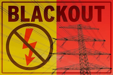 Symbolic image on the topic of power failure, power grid overload, grid security
