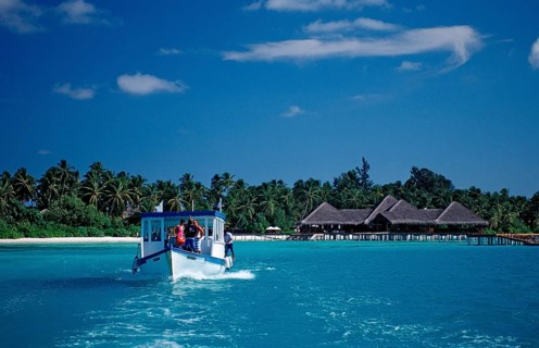 Excursion with the diving dhoni, Maldives, Indian Ocean, Medhufushi, Meemu Atoll, Asia