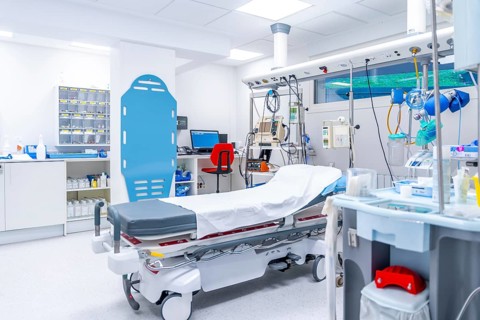 Empty space urgency room of an hospital without people