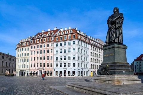 Martin Luther Monument on Neumarkt Square, Dresden, Free State of Saxony, Germany, Europe