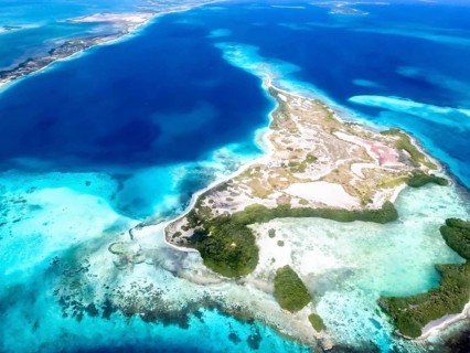 Los Roques, Venezuela. Aerial of island and beach