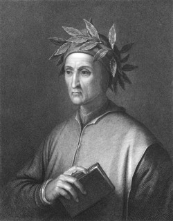 Dante Alighieri (1265 -1321) on engraving from the 1800s. Italian poet of the Middle Ages. Engraved