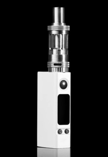 White electronic cigarette, isolated on black background