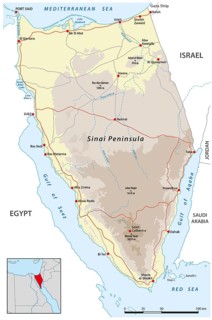 Road map of the Egyptian Sinai Peninsula