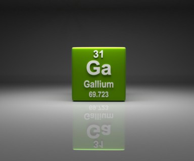 Cube with Gallium number 31 periodic table, 3d rendering