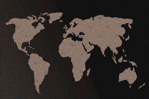 World map design. Earth with continents. Map of europe and america, Asia and Australia. Flat Earth