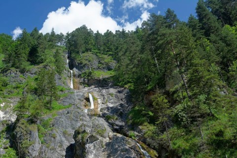 Sulzer waterfall in the Almbachklamm gorge, Berchtesgaden, Berchtesgadener Land, Upper Bavaria,