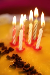 Birthday cake candles light golden candlelight selective focus