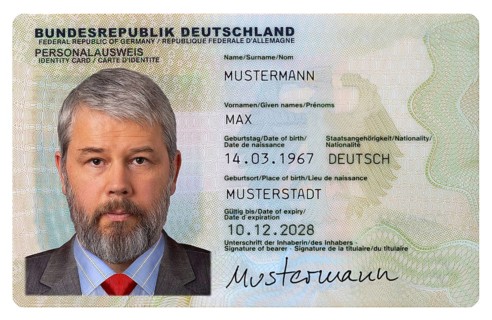 Identity card Federal Republic of Germany with name Max Mustermann