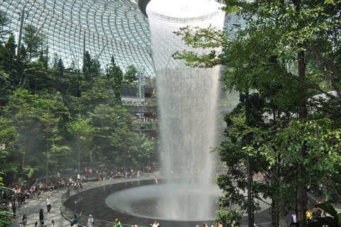 SINGAPORE, JANUARY 17, 2019: People mill about the attractions of Jewel Changi Airport in Singapore