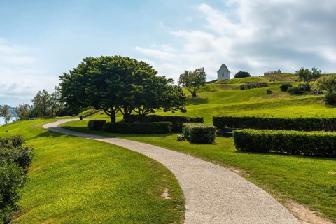 Path in the natural park of Saint Jean de Luz called Parc de Sainte Barbe, Col de la Grun in the