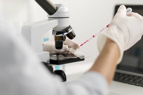 Researcher female lab. Resolution and high quality beautiful photo