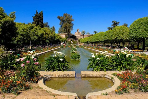 Pond, Garden of Alcazar de los Reyes Cristianos, Cordoba, Andalusia, Palace of the Christian Kings,