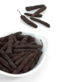Long Pepper (piper longum), Berries against White Background