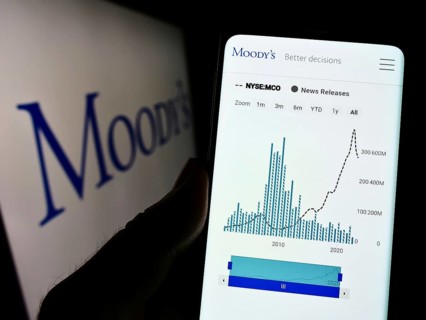 Stuttgart, Germany, 10-09-2022: Person holding smartphone with webpage of rating company Moody's