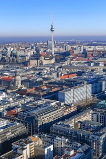 Aerial view, TV tower, Leipziger Straße, Friedrichsstraße, Berlin Cathedral, Gendarmenmarkt, Berlin