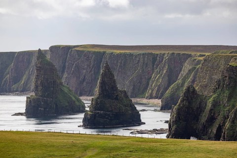 Cliffs in the sea, Duncansby Head Stacks, Wicks, Scotland, Great Britain
