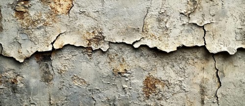A cracked wall with rough texture in earthy tones, giving a rustic appearance, AI generated