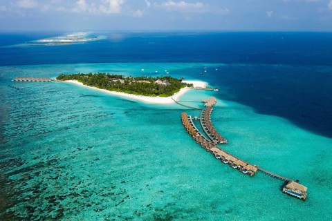 Tourist island Velassaru, South Male Atoll, Indian Ocean, Maldives, Asia