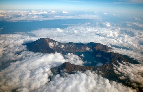 Rinjani volcano, aerial view, Indonesia, Lombok, Sunda Islands, Asia