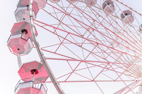Low angle amusement park wheel