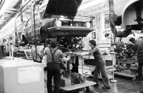 Production of the Golf at the VW plant on 10. 05. 1979 in Wolfsburg, Germany, Europe