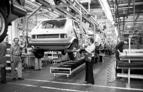 Production of the Golf at the VW plant on 10. 05. 1979 in Wolfsburg, Germany, Europe