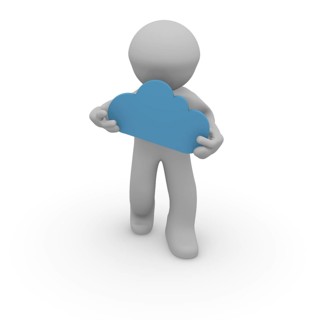 3d man with a cloud shape on a white background