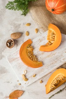Pumpkin slices wooden board
