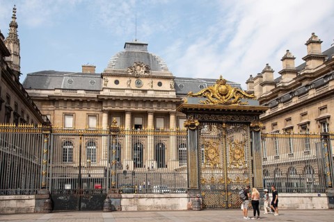 Paris, France. August 2022. Conciergerie and Tour d'Horloge Palais Justice in Paris