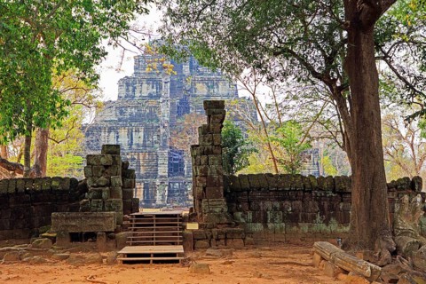 The seven-tiered pyramid in Koh Ker in Cambodia