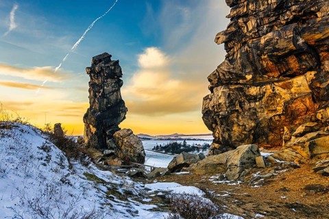 Devil's Wall Harz near Thale Neistedt in winter