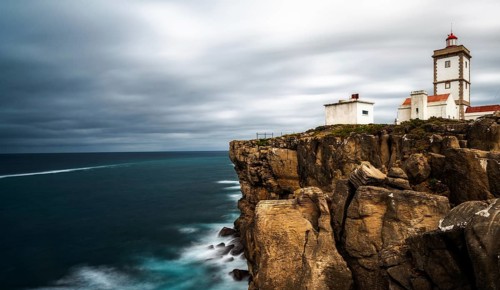 Peniche, Portugal - 6 April, 2022: view of the Cabo Carvoeira lighthouse in Peniche