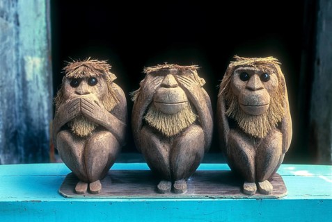 Monkeys in coconut shell Handicraft of Puducherry Pondicherry, South India, India, Asia. Union