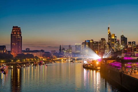 Europe Open Air Concert at the Weseler Werft in front of the Skyline, Deutschherrnbrücke, Frankfurt