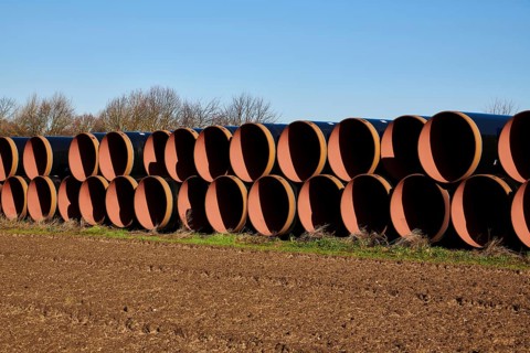 Construction site of the European natural gas pipeline EUGAL near Wrangelsburg Germany on 16.02