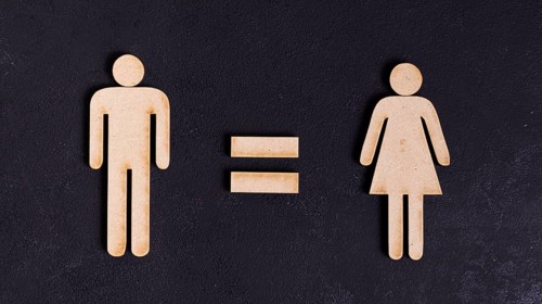 Man woman equal rights black background