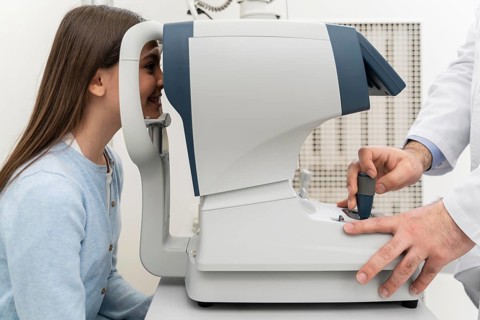 Young girl eyes consult