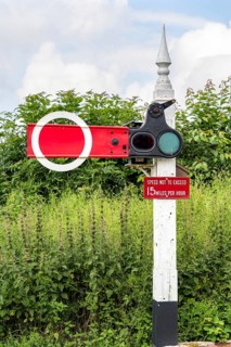 BETTISFIELD, CLWYD, WALES - JULY 10 : View of an old railway signal in Bettisfield, Clwyd, Wales on