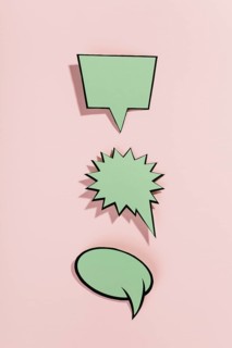 Row blank speech bubbles pink background