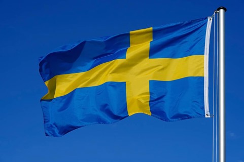 Swedish flag flutters in the wind