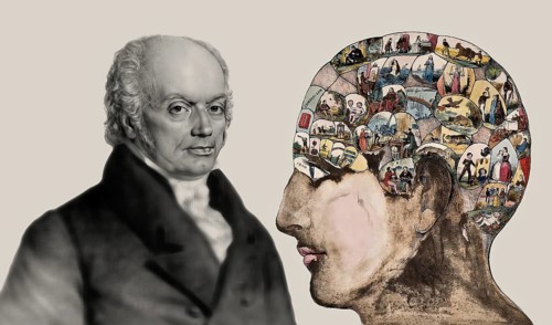 Franz Joseph Gall, 1758-1828, German neuroanatomist and physiologist with a Phrenological Chart,