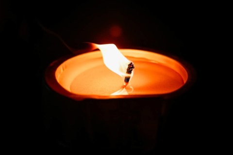 Light on the grave at night