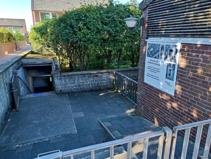 Entrance to the civil air-raid shelter in Oberland, Heligoland, North Sea, Pinneberg district,