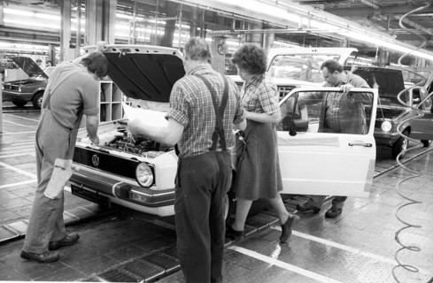 Production of the Golf at the VW plant on 10. 05. 1979 in Wolfsburg, Germany, Europe