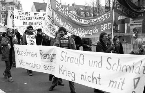 About 8, 000 young people, students and schoolchildren demonstrated against militarism, the Cold