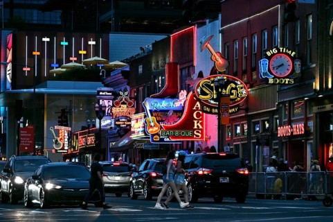 Neon signs on Broadway, Nashville, Tennessee, United States of America