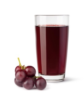 glass of grape juice on a white background
