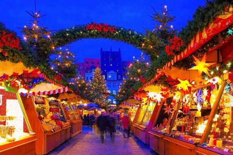 Leipzig Christmas market in the evening, Leipzig Christmas market in the evening, Germany, Europe