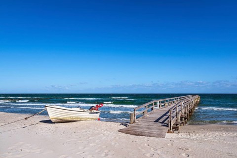 Fishing boat on the Baltic Sea coast near Zingst on Fischland-Darß
